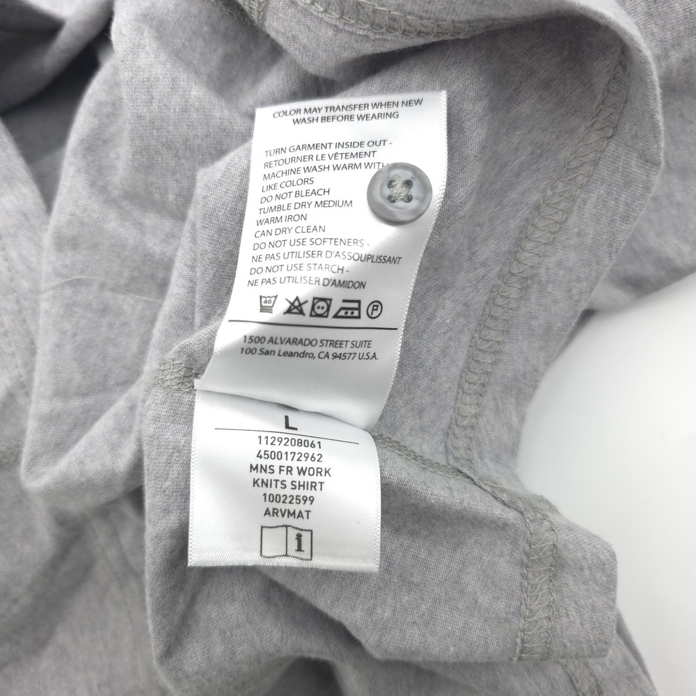 Ariat Men Gray Henley Large FR Work Crew Long Sleeve T-Shirt CAT2 2212 Perdido - Picture 13 of 16